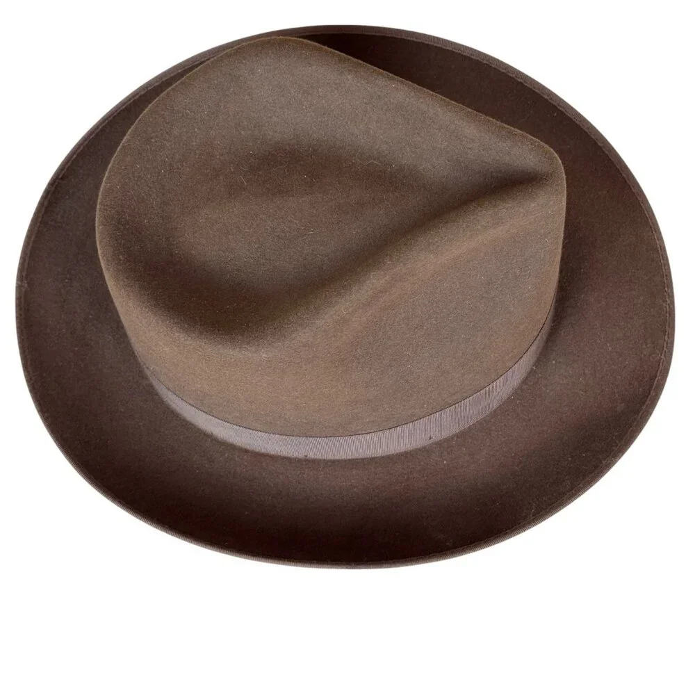 Vintage Wright Fedora Hat Size 6 5/8 Brown Coney Fur 1950s Miraklor -USA - Picture 4 of 10